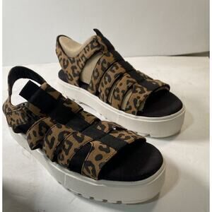 TOMS Shoes Womens 8.5 Fisherman Lug Leopard Platform Womens Brown Casual Sandals
